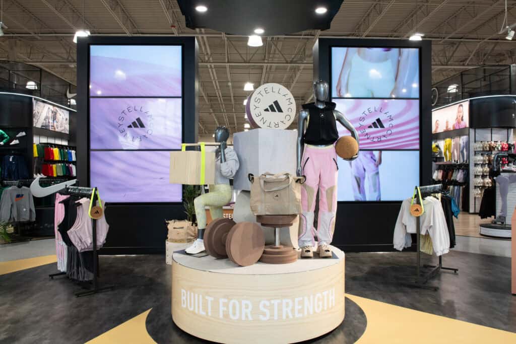 Adidas by Stella McCartney retail installation inside DICK’S Sporting Goods store in Illinois photographed by Chicago retail and architectural photographer Matt Mansueto